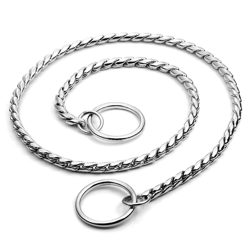 Mogoko Stainless Steel Dog Choke Chain Collar, Puppy Metal Snake Chain Slip Collar Pet Titan Training Walking Choker (Silver;24.0"*5.0mm) - Image 3